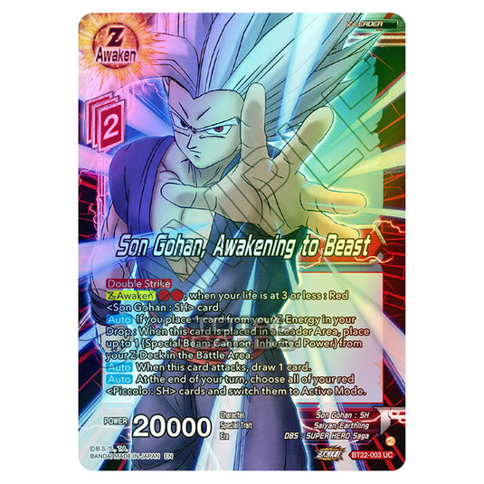 Dragon Ball Super - B22 - Critical Blow - Son Gohan, Awakening to Beast - BT22-003 (Foil)