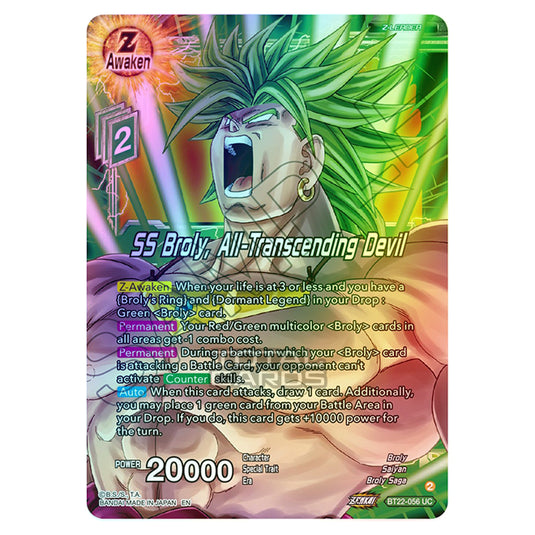 Dragon Ball Super - B22 - Critical Blow - SS Broly, All-Transcending Devil - BT22-056 (Foil)