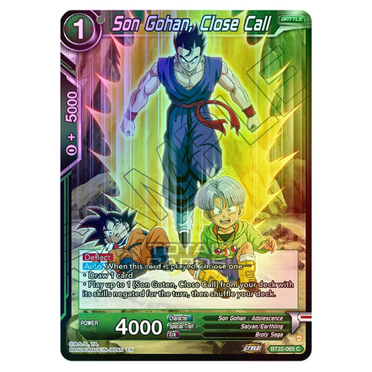 Dragon Ball Super - B22 - Critical Blow - Son Gohan, Close Call - BT22-065 (Foil)