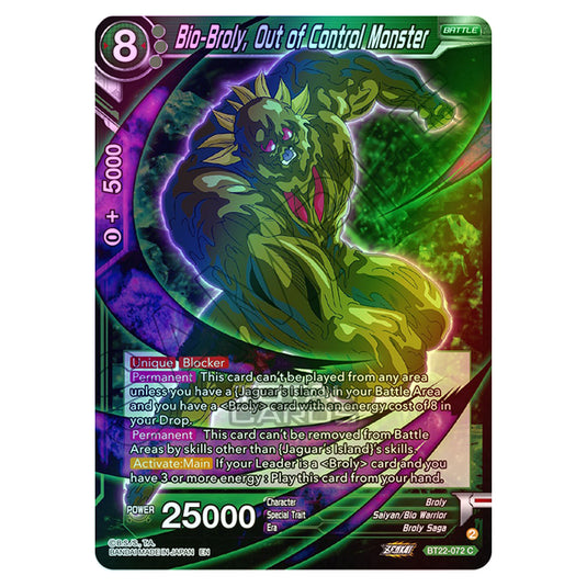 Dragon Ball Super - B22 - Critical Blow - Bio-Broly, Out of Control Monster - BT22-072 (Foil)
