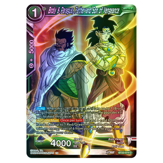 Dragon Ball Super - B22 - Critical Blow - Broly & Paragus, Father and Son of Vengeance - BT22-074 (Foil)