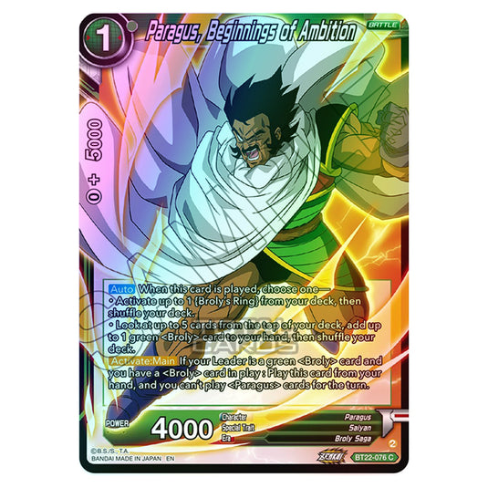 Dragon Ball Super - B22 - Critical Blow - Paragus, Beginnings of Ambition - BT22-076 (Foil)