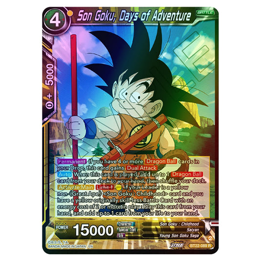 Dragon Ball Super - B22 - Critical Blow - Son Goku, Days of Adventure - BT22-089 (Foil)