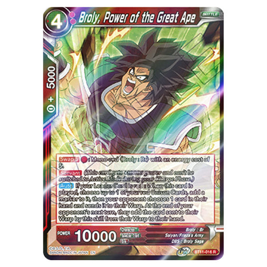 Dragon Ball Super - B11 - Vermilion Bloodline - Broly, Power of the Great Ape - BT11-016 (Foil)