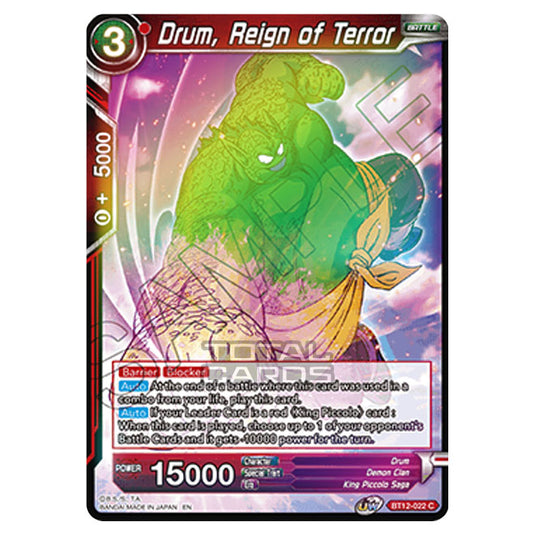 Dragon Ball Super - B12 - Vicious Rejuvenation - Drum, Reign of Terror - BT12-022 (Foil)