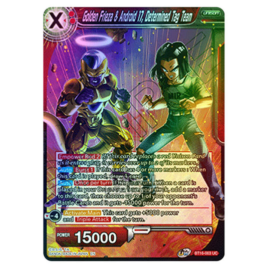 Dragon Ball Super - B16 - Realm Of The Gods - Golden Frieza & Android 17, Determined Tag Team - BT16-003 (Foil)