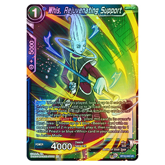 Dragon Ball Super - B16 - Realm Of The Gods - Whis, Rejuvenating Support - BT16-040 (Foil)