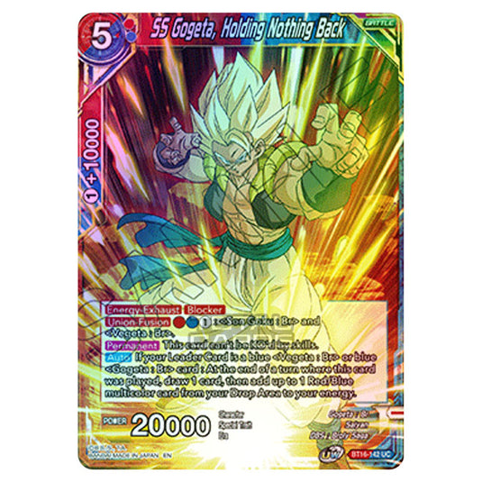 Dragon Ball Super - B16 - Realm Of The Gods - SS Gogeta, Holding Nothing Back - BT16-142 (Foil)