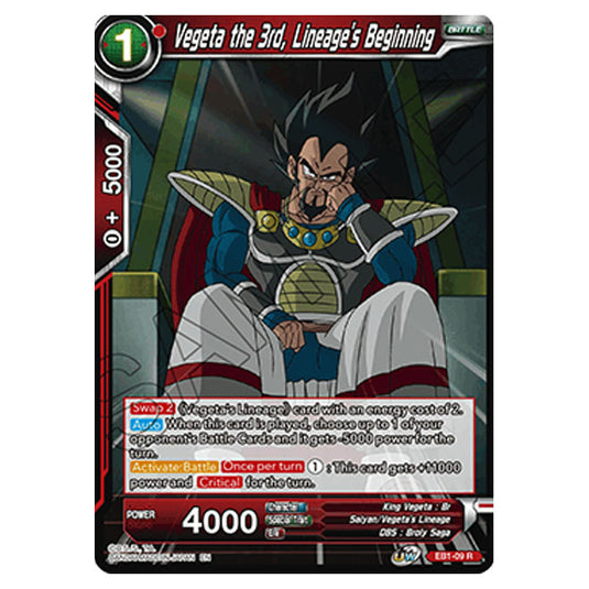 Dragon Ball Super - EB1 - Battle Evolution - Vegeta the 3rd, Lineage's Beginning - EB1-09 (Foil)