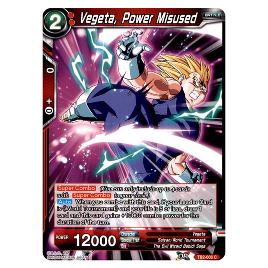 Dragon Ball Super - TB - World Martial Arts Tournament - Vegeta, Power Misused - TB2-006