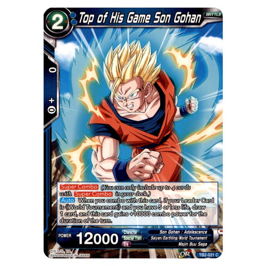 Dragon Ball Super - TB - World Martial Arts Tournament - Top of His Game Son Gohan - TB2-021