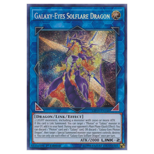 Yu-Gi-Oh! - 2019 Gold Sarcophagus Tin Mega Pack - Galaxy-Eyes Solflare Dragon (Prismatic Secret Rare) MP19-EN188