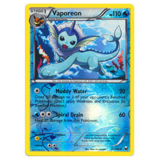 Pokemon - Black & White - Dark Explorers - (Reverse Holo) Vaporeon - 25/108