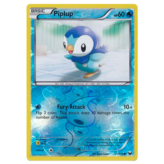 Pokemon - Black & White - Dark Explorers - (Reverse Holo) Piplup - 27/108