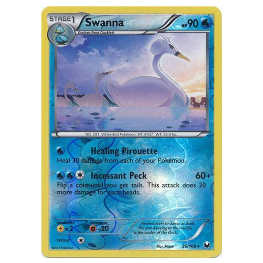 Pokemon - Black & White - Dark Explorers - (Reverse Holo) Swanna - 36/108