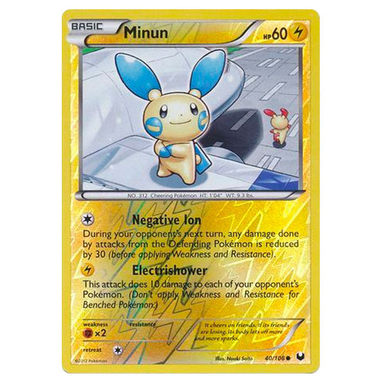 Pokemon - Black & White - Dark Explorers - (Reverse Holo) Minun - 40/108