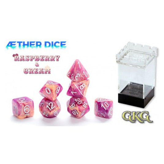 Aether Dice - Raspberry & Cream - Dice Set