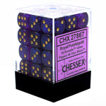 Chessex - Signature - 12mm d6 with pips Dice Blocks (36 Dice) -  Borealis Royal Purple w/gold