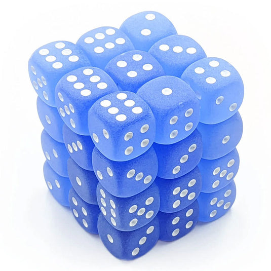 Chessex - Signature - 12mm d6 with pips Dice Blocks (36 Dice) - Frosted Blue w/white