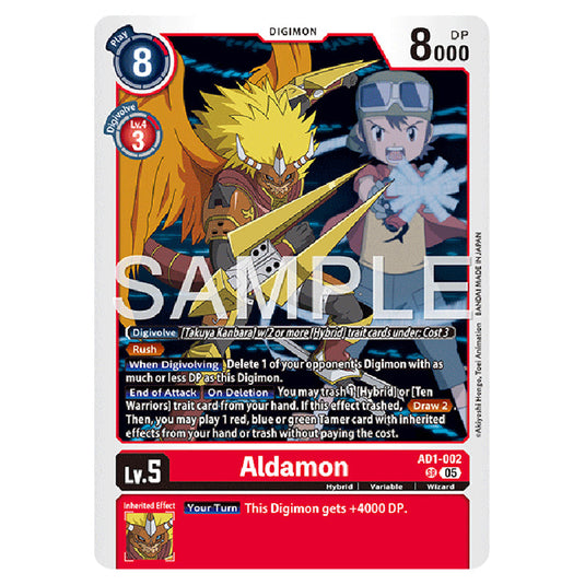 Aldamon AD1-002 card from the Digimon set AD01 - Digimon Generation
