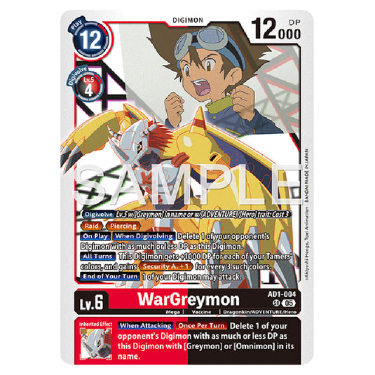 WarGreymon AD1-004 card from the Digimon set AD01 - Digimon Generation