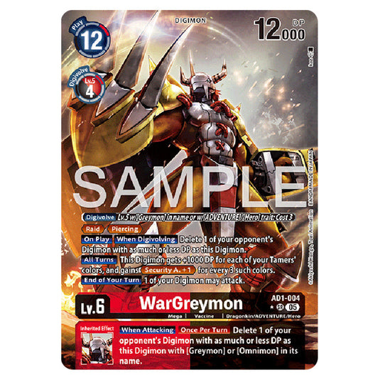 WarGreymon AD1-004a card from the Digimon set AD01 - Digimon Generation