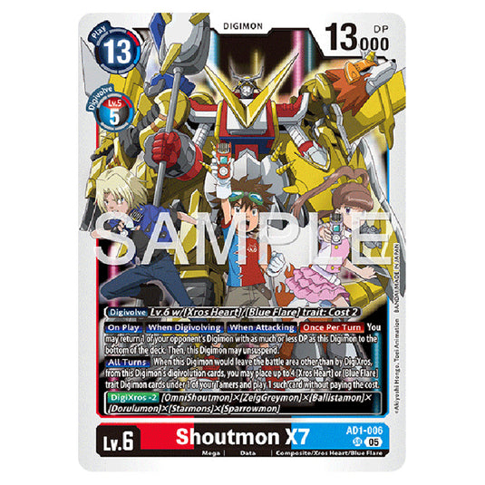 Shoutmon X7 AD1-006 card from the Digimon set AD01 - Digimon Generation