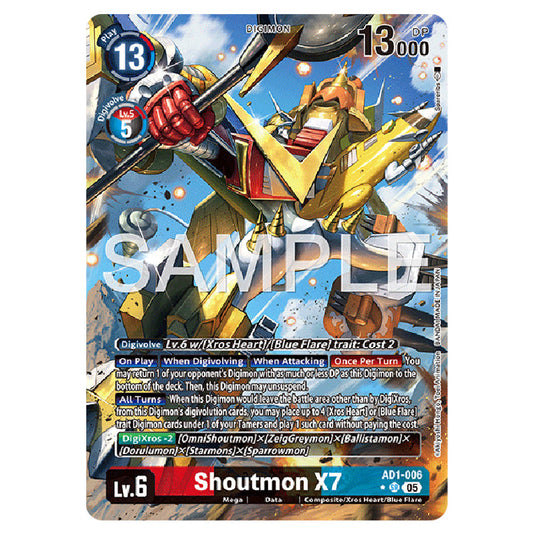 Shoutmon X7 AD1-006a card from the Digimon set AD01 - Digimon Generation
