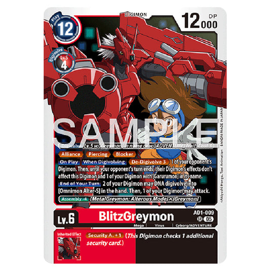 BlitzGreymon AD1-009 card from the Digimon set AD01 - Digimon Generation