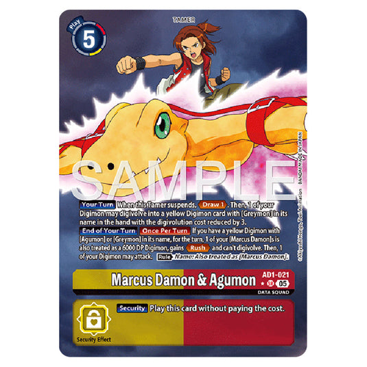 Marcus Damon & Agumon AD1-021a card from the Digimon set AD01 - Digimon Generation