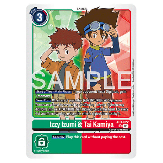 Izzy Izumi & Tai Kamiya AD1-022 card from the Digimon set AD01 - Digimon Generation