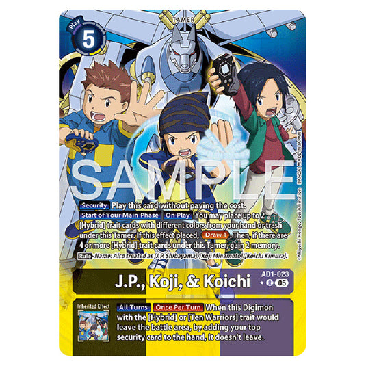 J.P., Koji, & Koichi AD1-023a card from the Digimon set AD01 - Digimon Generation
