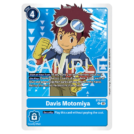 Davis Motomiya BT3-093 card from the Digimon set AD01 - Digimon Generation