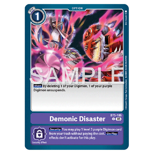 Demonic Disaster BT5-106 card from the Digimon set AD01 - Digimon Generation