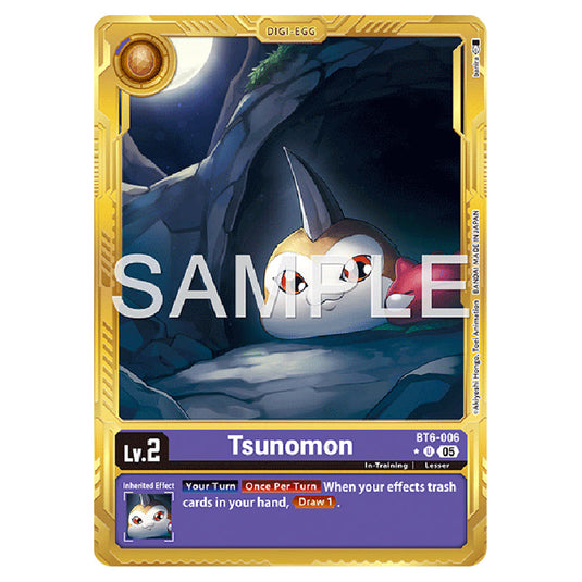 Tsunomon (Gold Border) BT6-006a card from the Digimon set AD01 - Digimon Generation