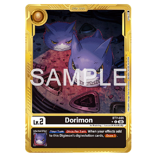 Dorimon (Gold Border) BT7-005a card from the Digimon set AD01 - Digimon Generation
