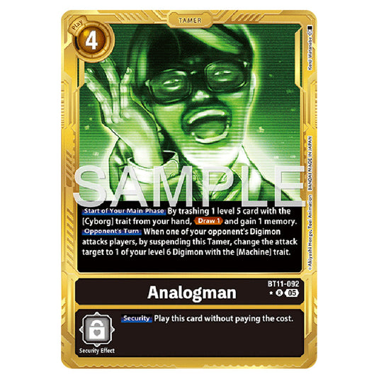 Analogman (Gold Border) BT11-092a card from the Digimon set AD01 - Digimon Generation