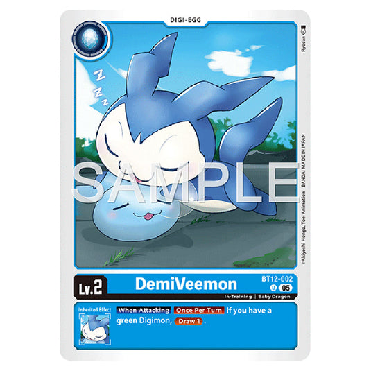 DemiVeemon BT12-002 card from the Digimon set AD01 - Digimon Generation