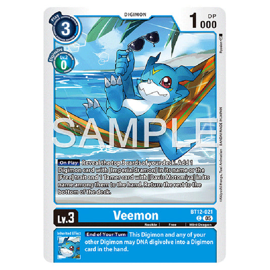 Veemon BT12-021 card from the Digimon set AD01 - Digimon Generation