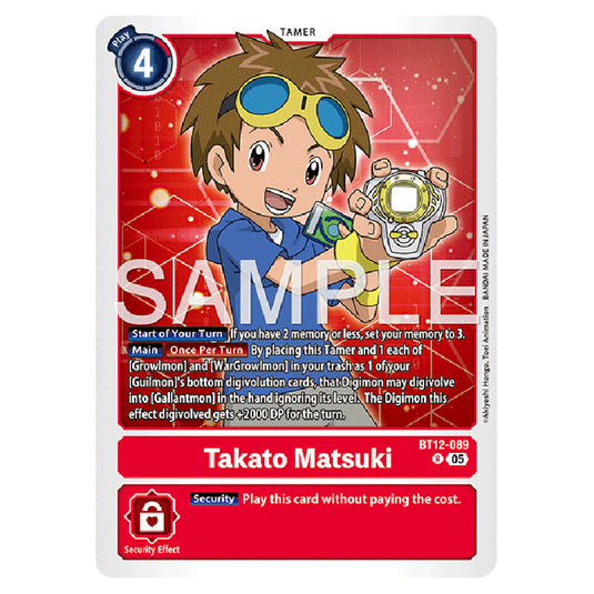 Takato Matsuki BT12-089 card from the Digimon set AD01 - Digimon Generation
