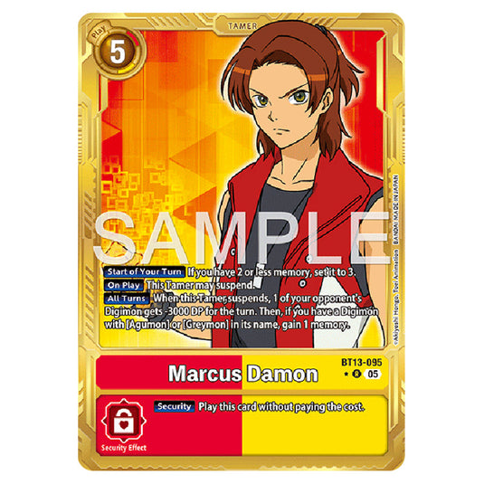 Marcus Damon (Gold Border) BT13-095a card from the Digimon set AD01 - Digimon Generation