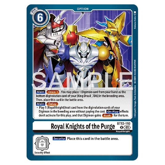 Royal Knights of the Purge BT13-110 card from the Digimon set AD01 - Digimon Generation