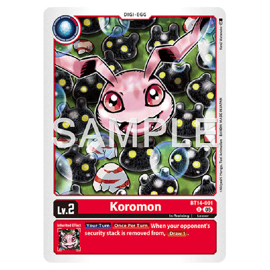 Koromon BT14-001 card from the Digimon set AD01 - Digimon Generation