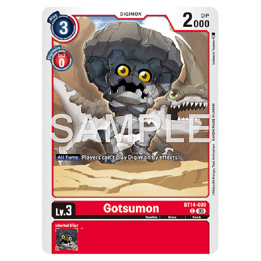 Gotsumon BT14-009 card from the Digimon set AD01 - Digimon Generation