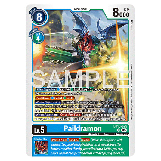 Paildramon BT16-025 card from the Digimon set AD01 - Digimon Generation