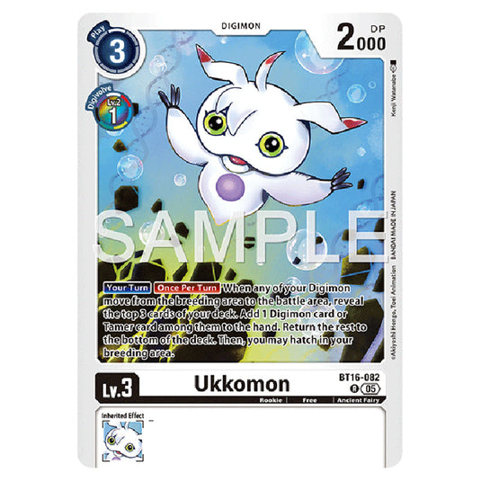 Ukkomon BT16-082 card from the Digimon set AD01 - Digimon Generation