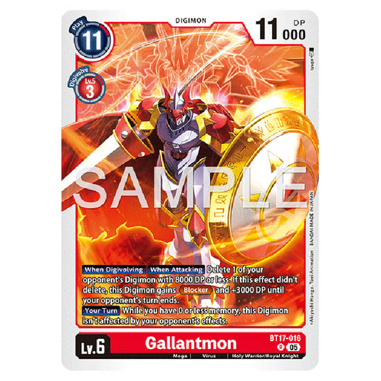 Gallantmon BT17-016 card from the Digimon set AD01 - Digimon Generation