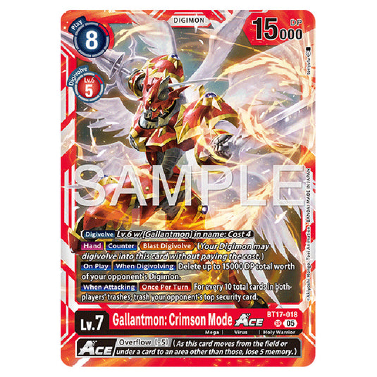 Gallantmon: Crimson Mode BT17-018 card from the Digimon set AD01 - Digimon Generation