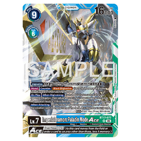 Imperialdramon: Paladin Mode BT17-077 card from the Digimon set AD01 - Digimon Generation