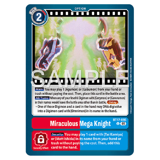 Miraculous Mega Knight BT17-095 card from the Digimon set AD01 - Digimon Generation